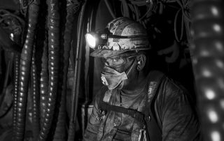 Underground coal miner taking a break