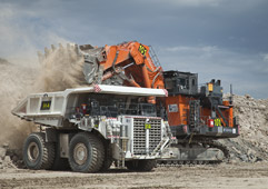 mining photographer nsw ex8000 excavator and eh5000 dump truck moving overburden large