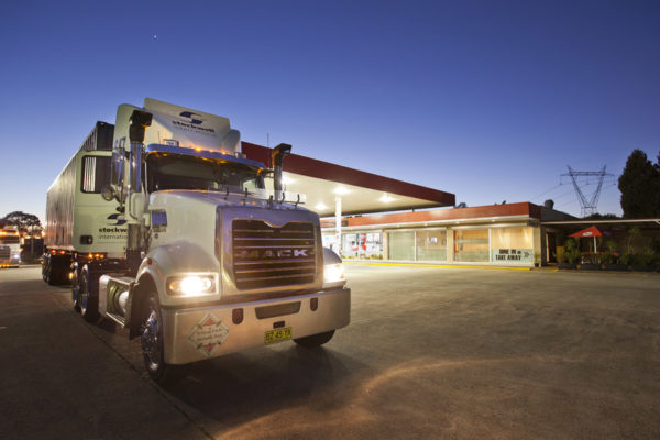 small feature image of truck at truck stop